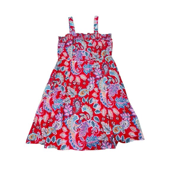 *Talbots Dress Womens Plus 22W Red Paisley Floral Summer Vacation Travel Resort - Picture 2 of 7